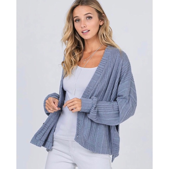 Light Blue Button Up Cardigan 2 in 1 Sweater - Picture 2 of 5